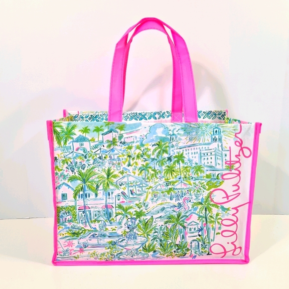 Lilly Pulitzer Handbags - Lilly Pulitzer Floral Pink Reusable Shopping Bag